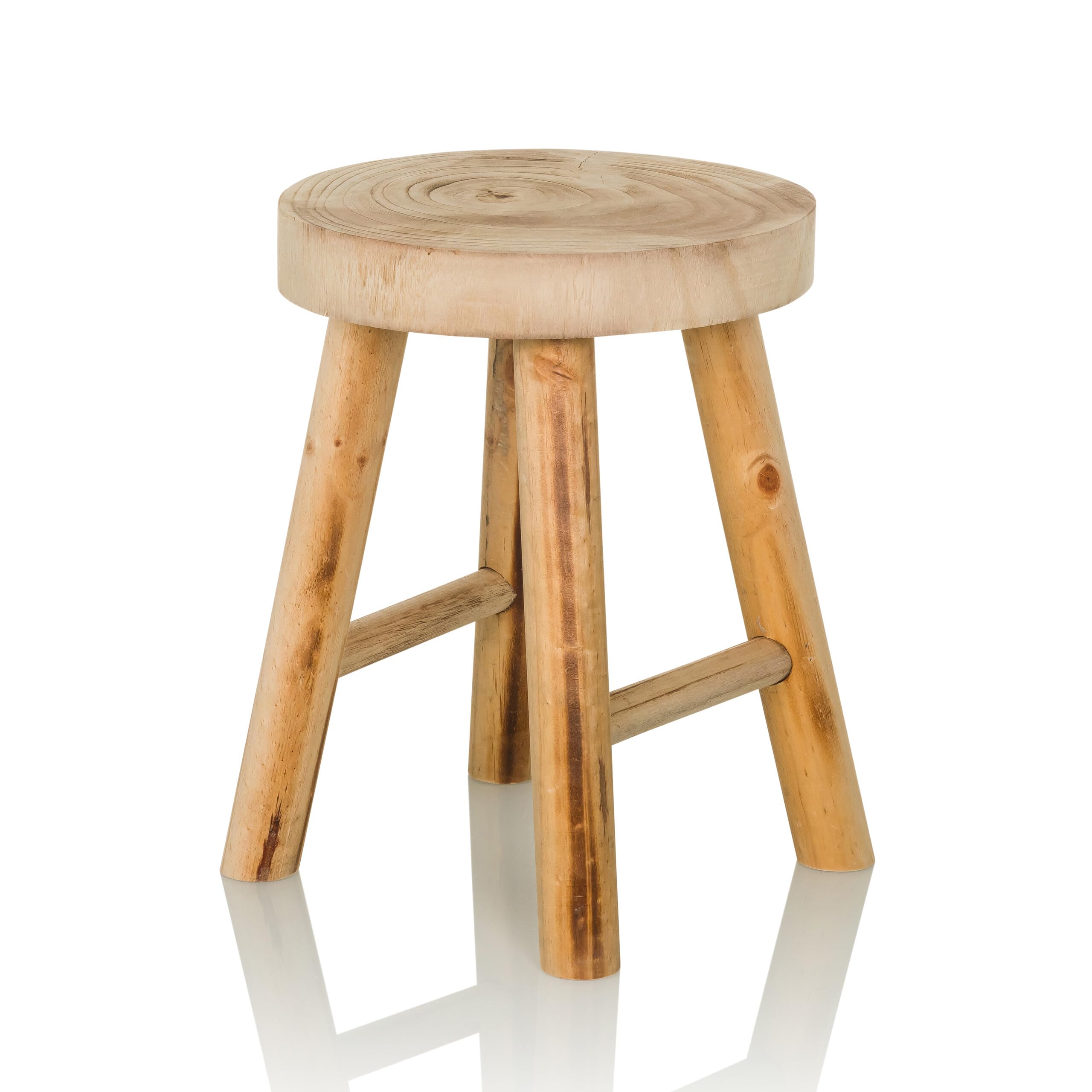 Hocker aus massiven Holz RUSTIKO W Stabiler Holzhocker Sitzhocker im Skandi-Look, Blumenhocker aus Paulownia-Holz