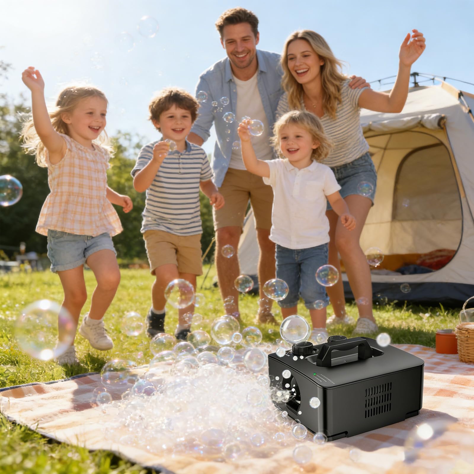 Nebelmaschine, Macchina Del Fumo 2 In 1 Con Bolle 400W, Macchina Bolle Di Fumo Portatile 27×25×16 Cm, Fog Bubble Machine Per DJ Festa Palco Matrimonio Halloween Natale Compleanno