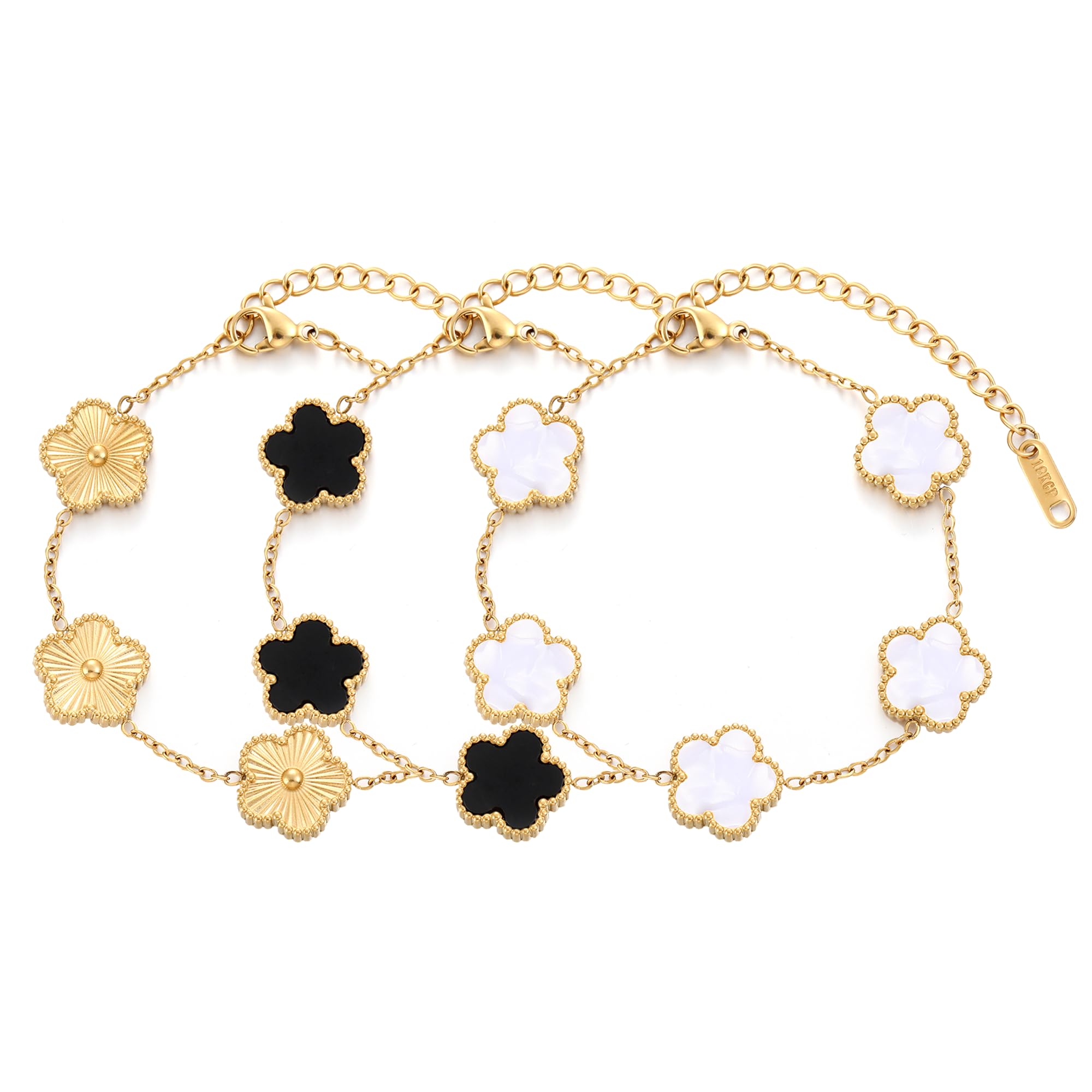 TICVSS Bracelet de trèfle à Quatre Feuilles pour Femmes 18 km plaqué Acier Inoxydable Chanceux Bracelet Bracelet Bijoux pour Femmes
