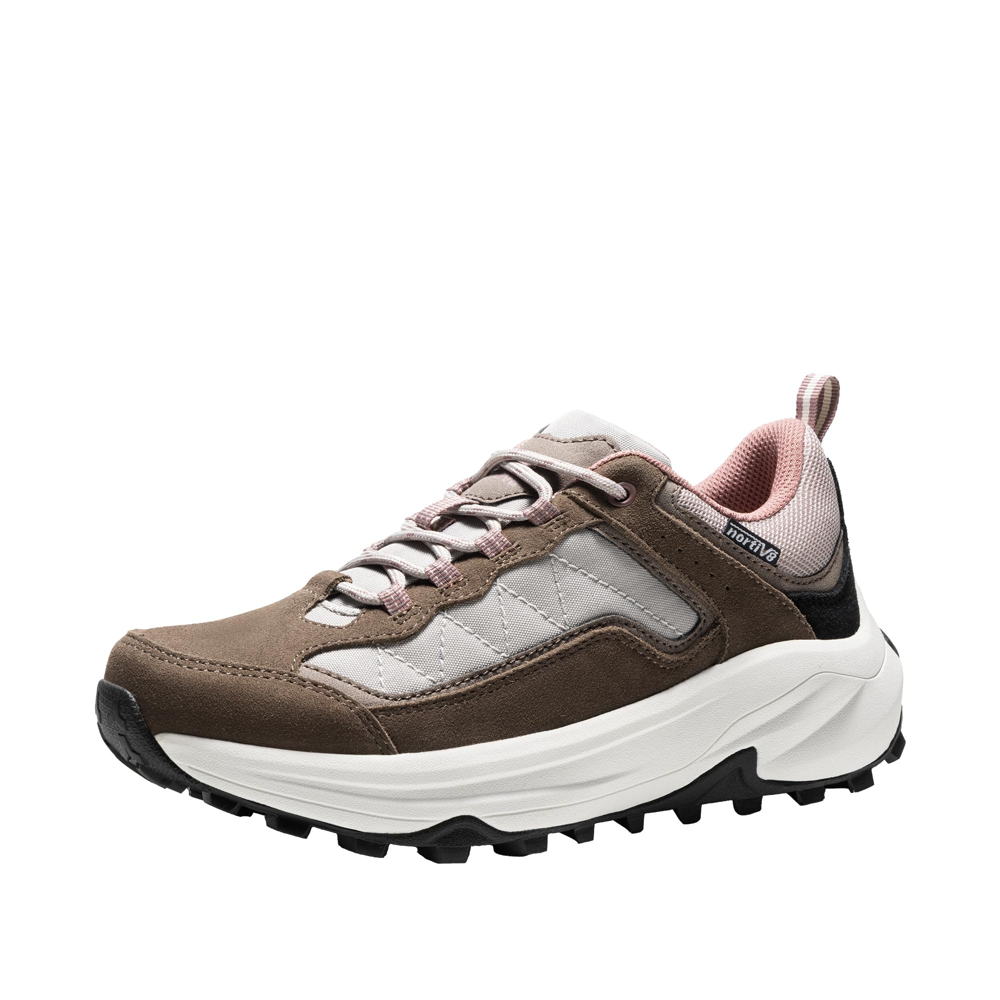 NORTIV 8 Women's Waterproof Hiking Shoes with Arch Support Outdoors Leather Walking Trekking Camping Tennis Workout Cross Training Sneakers Wicklow