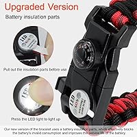 Vista 36 de Brazalete de paracord de supervivencia 20 en 1, kit de equipo ajustable con luz LED SOS, arrancador de fuego, brújula más grande, silbato