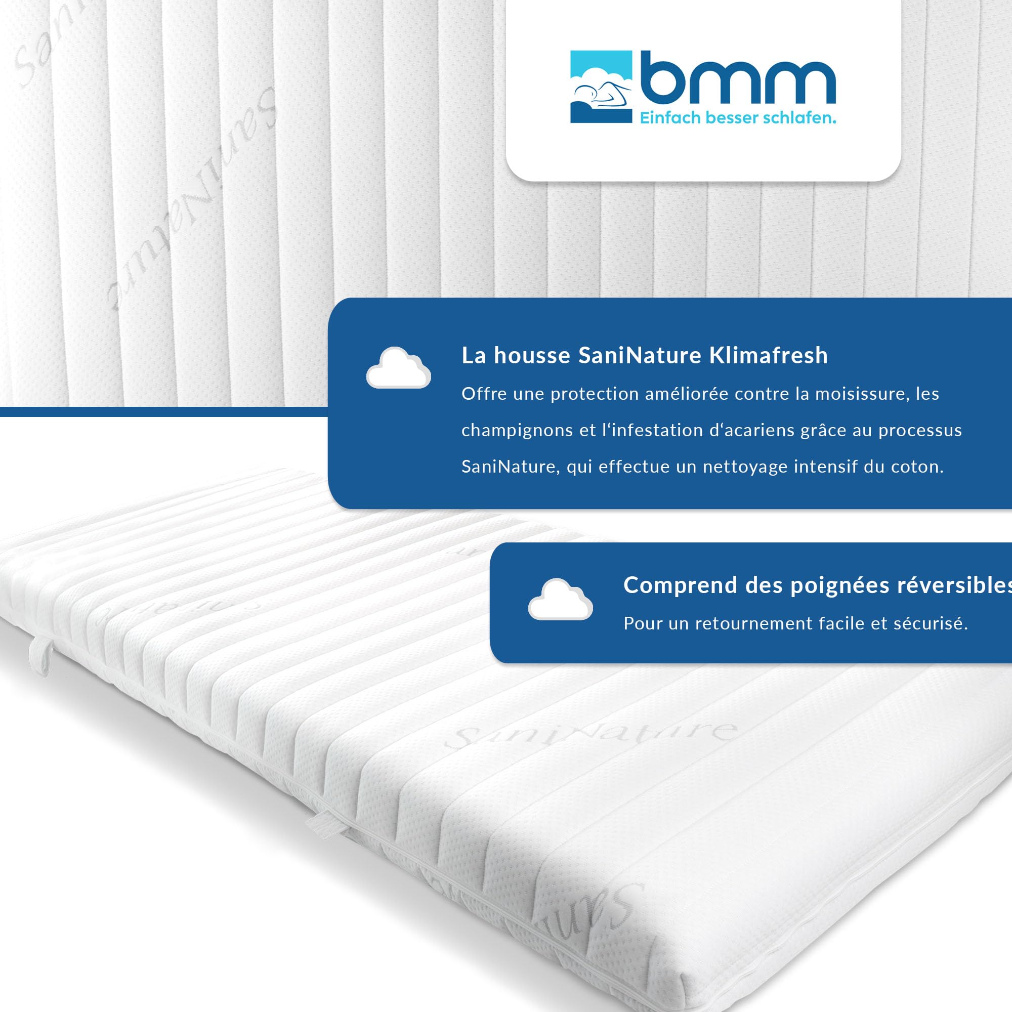 BMM Matelas pour Enfant UpMat 90 x 200cm H2 pour Lits superposés/Matelas en Mousse Froide certifié Öko-Tex/Adapté à Tous Les Lits superposés Courants/Matelas de Conception Allemande