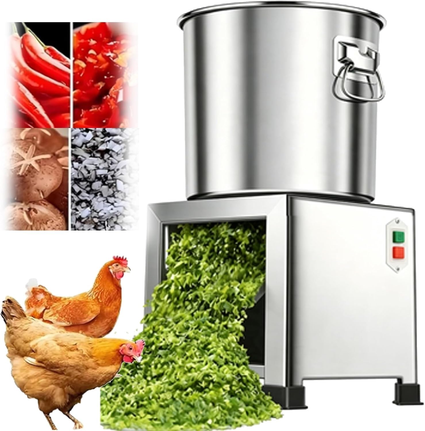 Picadora Multifuncional de 1800 W para Verduras y piensos para Aves, con 4 Cuchillas, para Uso agrícola y doméstico.