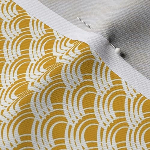 Miniatura 7 de Spoonflower Fabric - Minimal Waves Geometric Gold Retro Abstract Yellow Summer Ditsy Small Printed on Denim Fabric Fat Quarter - Bottomweight