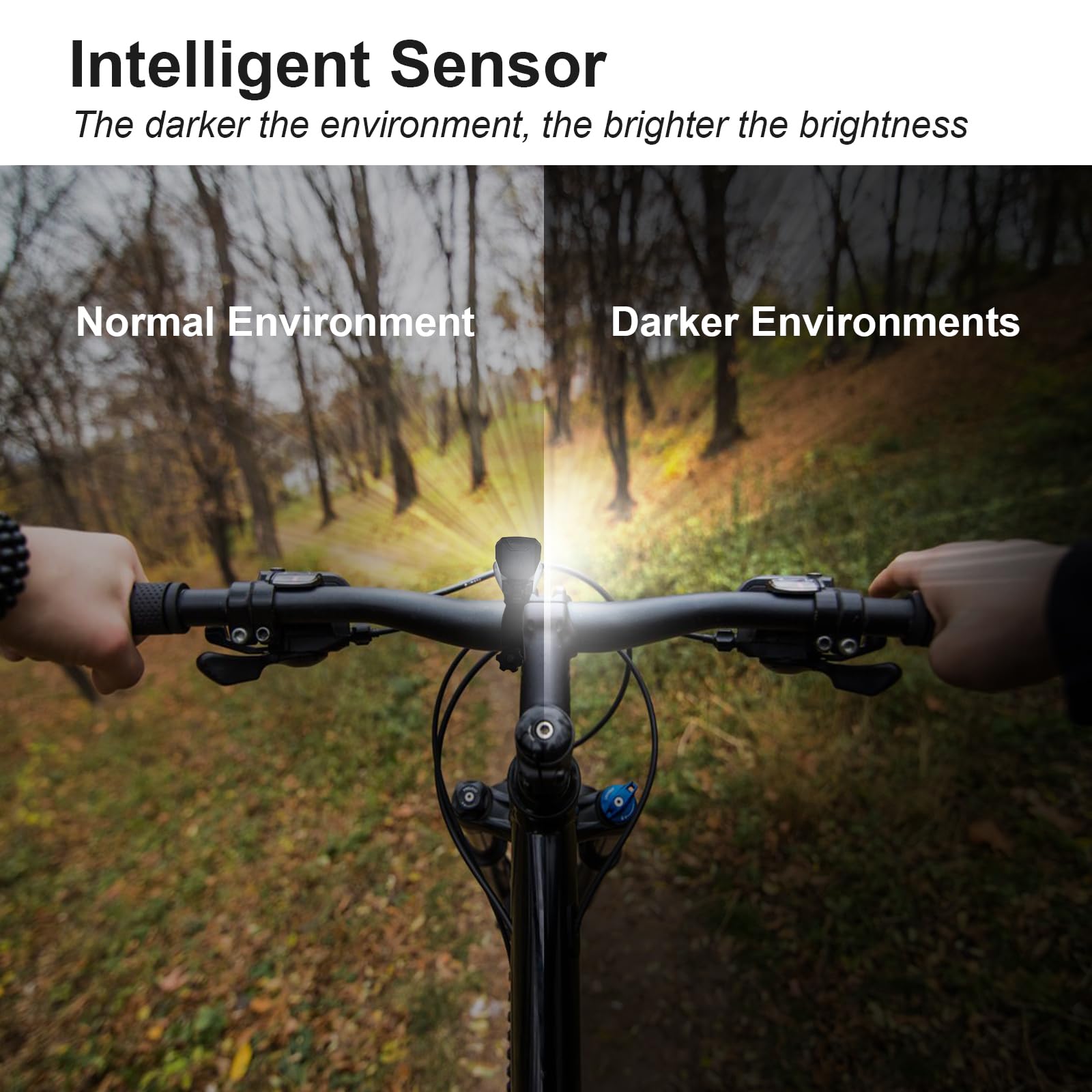 ANTELA Ciclismo Luci Bici Luce Led Anteriore della Bicicletta con Sensore Automatico, Super Luminoso Impermeabili Bici fari Ricaricabili USB C, per Bici Strada e Montagna, Sicurezza per Notte