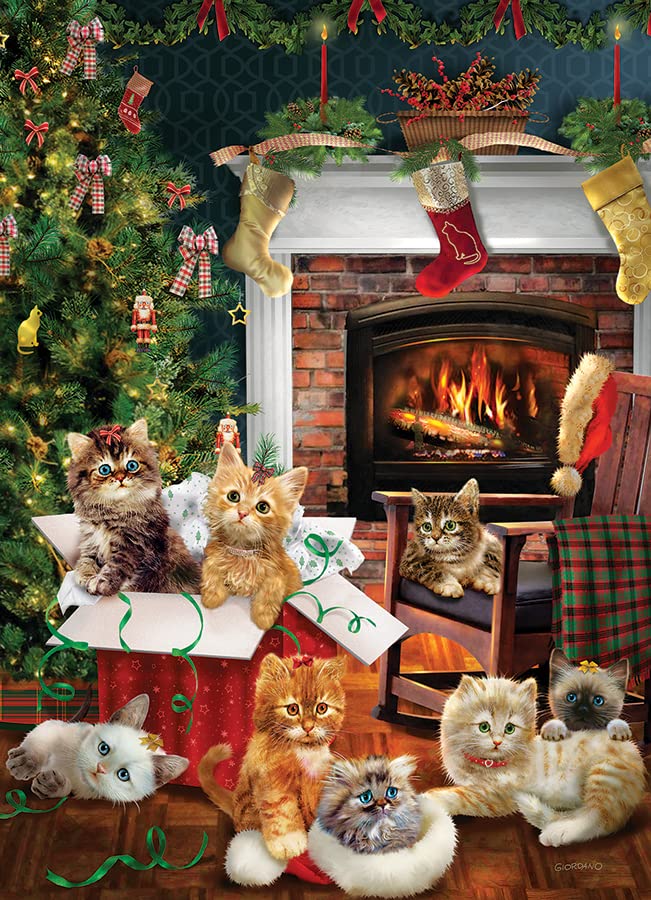 Cobble Hill Puzzle Company Ltd. 1000 Piece Puzzle Christmas Kittens-Sample Poster Included, Deluxe