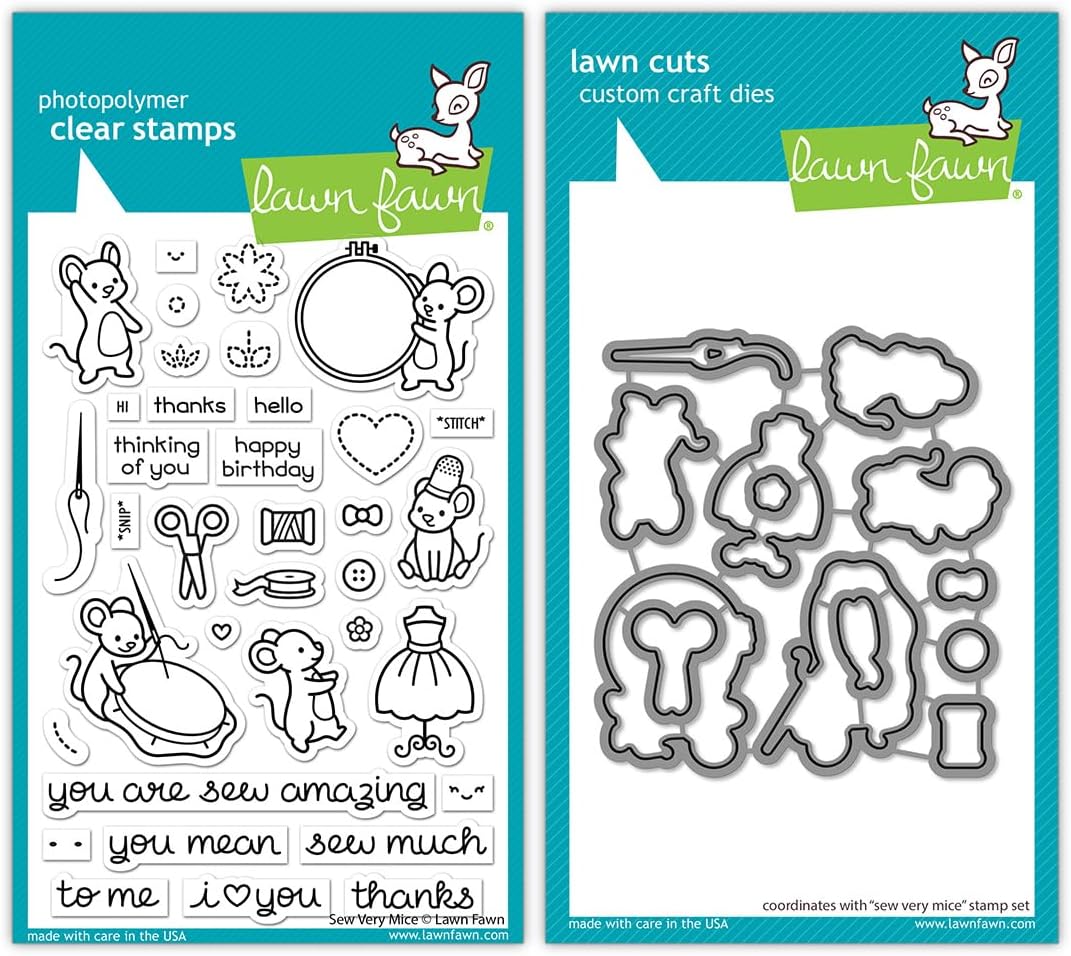 Lawn Fawn - Sew Very Mice - Stamps, Dies and Pocket