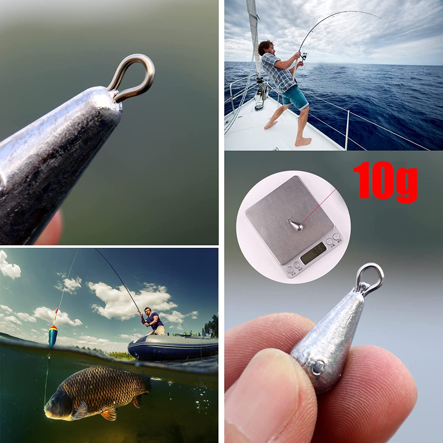 Ensemble De Plombs Pour Drop Shot - 10 Plombs En Forme De Goutte D'eau