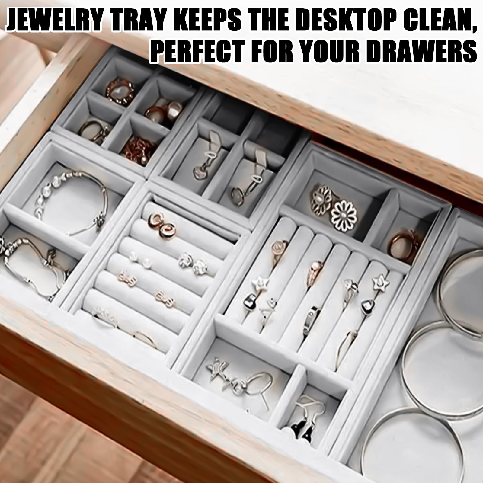 Plateau à bijoux empilable : 10 pièces organisateur de bijoux, tiroir de rangement pour bijoux, plateau à bijoux pour ranger et présenter, organisateur de bijoux pour colliers, bracelets, boucles