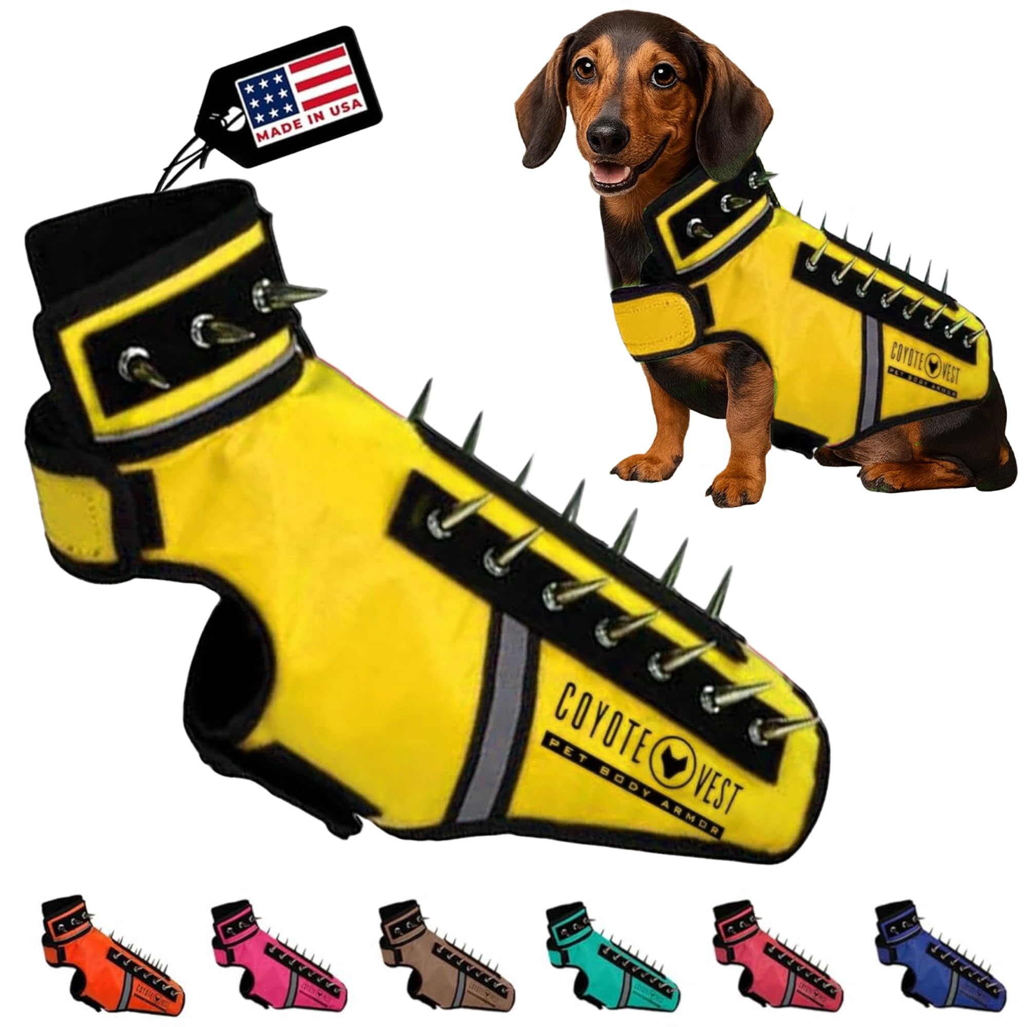 CoyoteVest SpikeVest Dog Harness Vest for Small Dogs, Reflective Dog Vest with Spikes to Shield Your pet from Coyotes, Raptor and Animal Attacks, Anti