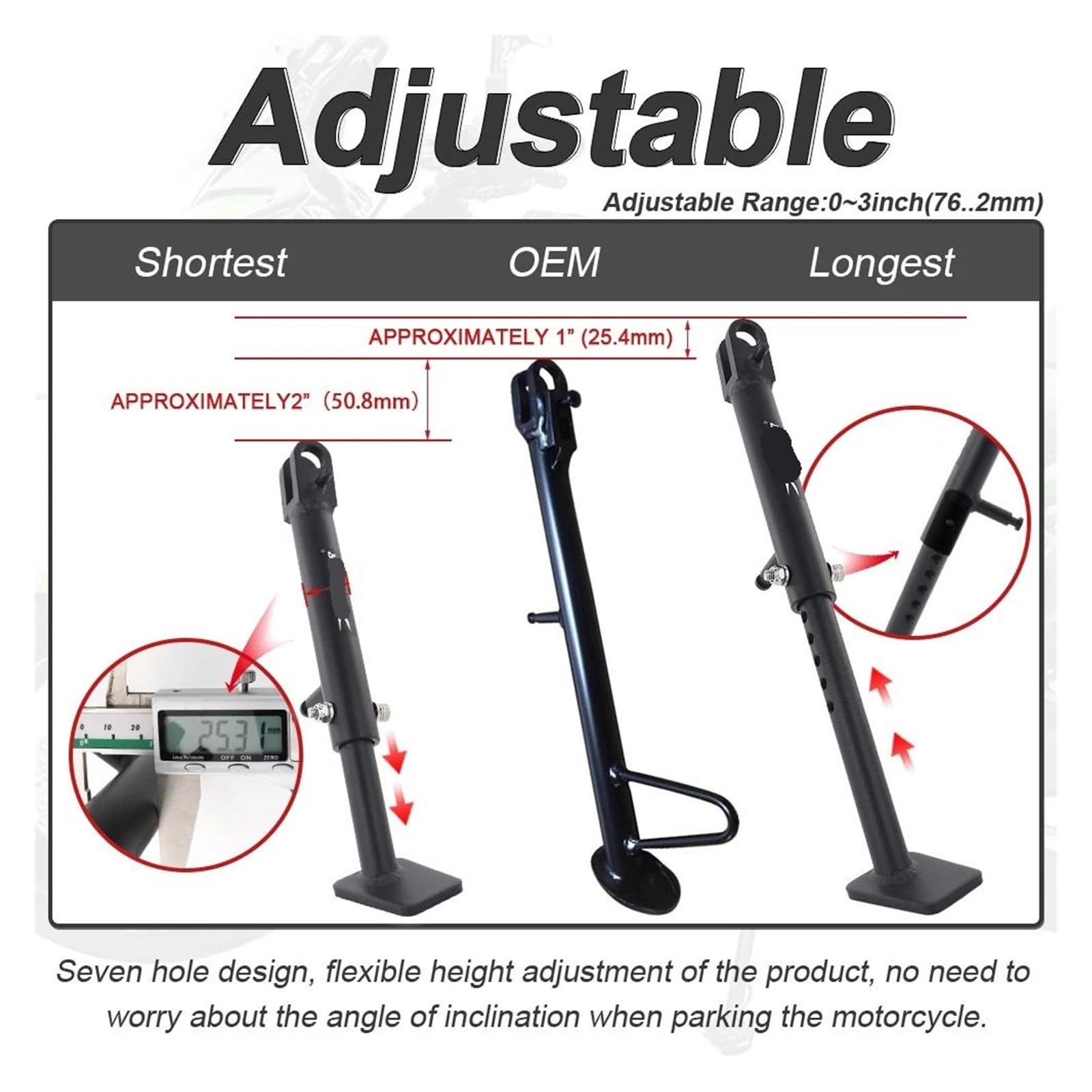 Accesorios para Motocicleta para K&AWAS&AKI 650 KLE650 2015-2019 2020 2021 2022 2023: Caballete Lateral Ajustable