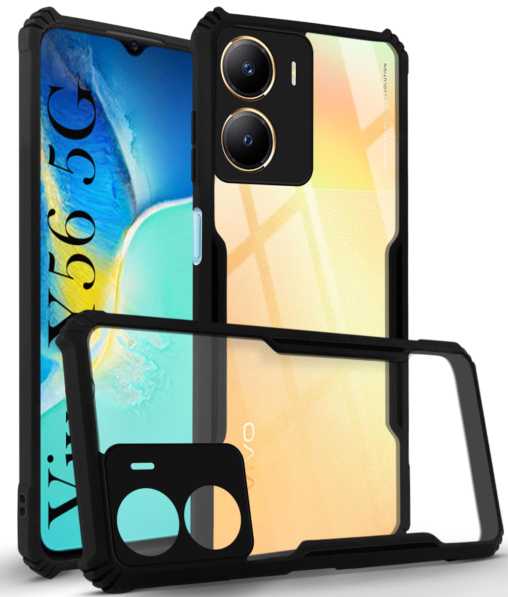Jkobi Back Cover Case for Vivo Y56 5G (Shockproof with Polycarbonate Clear Panel | Professional Black) (B0CHFF5DN3) Amazon Price History, Amazon Price Tracker