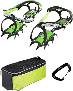 BRS S1B Teeth Ice Crampons Skid Spikes Winter Snow Boots Shoe Cover Clips with Carabiner for Outdoor Hiking and Climbing 2.5