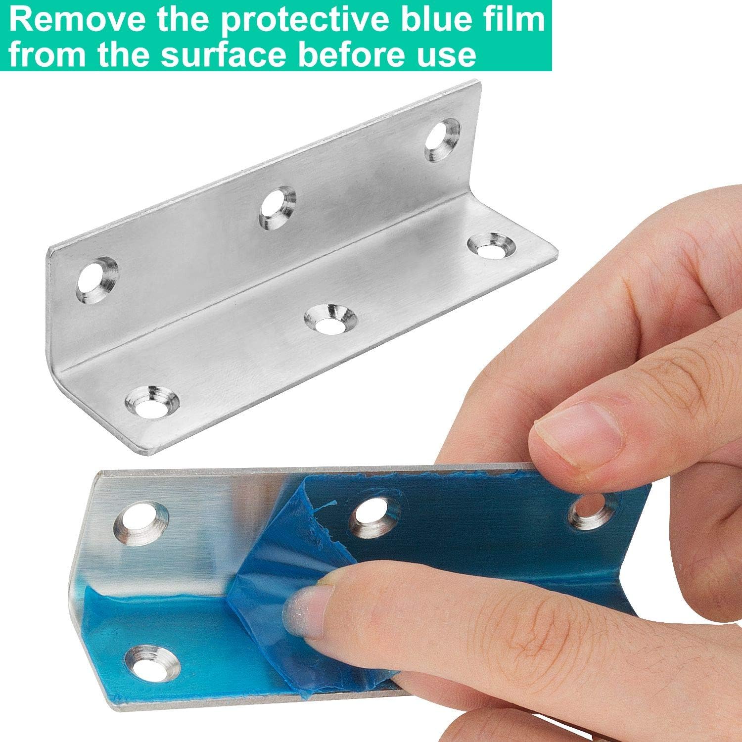 22PCS staffe angolari in acciaio inox, 9,9 x 2,5 cm, staffe angolari angolari interne a 90 gradi, staffe a forma di L, fissaggio per mobili in legno, librerie, finestre, armadietti.