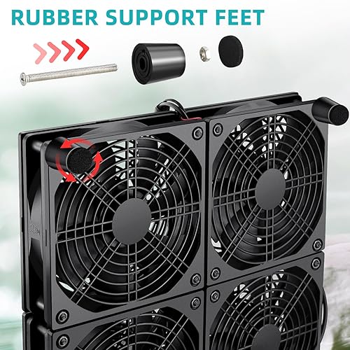 Miniatura 4 de Wathai Ventilador de caja de TV con enrutador de 4.724 in x 4 de 110 V - 240 V, gran flujo de aire con control de velocidad para consolas de juegos