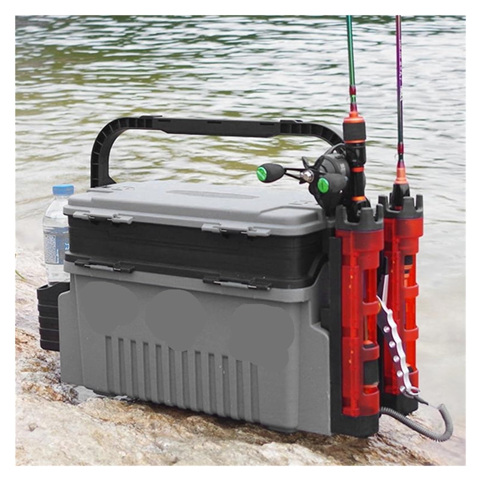 Scatola for Attrezzi da Pesca, Valigia Porta Attrezzi da Pesca, Scatola da Pesca A Doppio Strato, Porta Canna da Pesca, Porta Bicchiere, Accessori da Pesca per ami, Esche