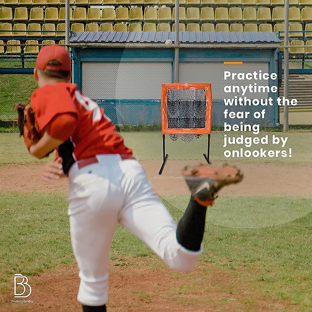 Pitching Net with Strike Zone - 9 Hole Pitching Target for Baseball and Softball Training - Portable Pitchers Net - Adjustable Height -Home or Backyard Practice for Adults and Youth BB Brother Brother : Sports & Outdoors