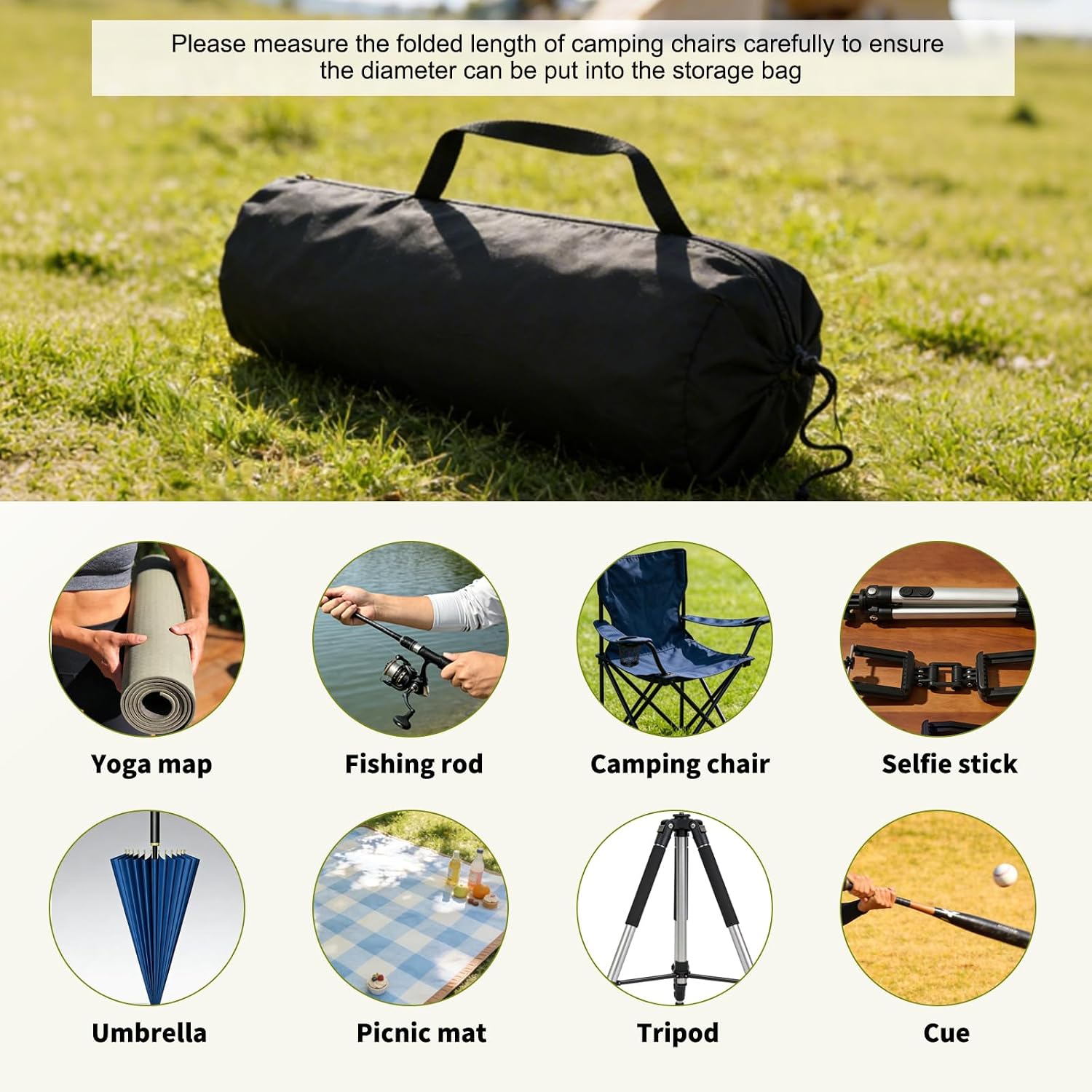 Camping Chair Bag Replacement,Folding Carry Bag 26x10 2Pcs Black image 4