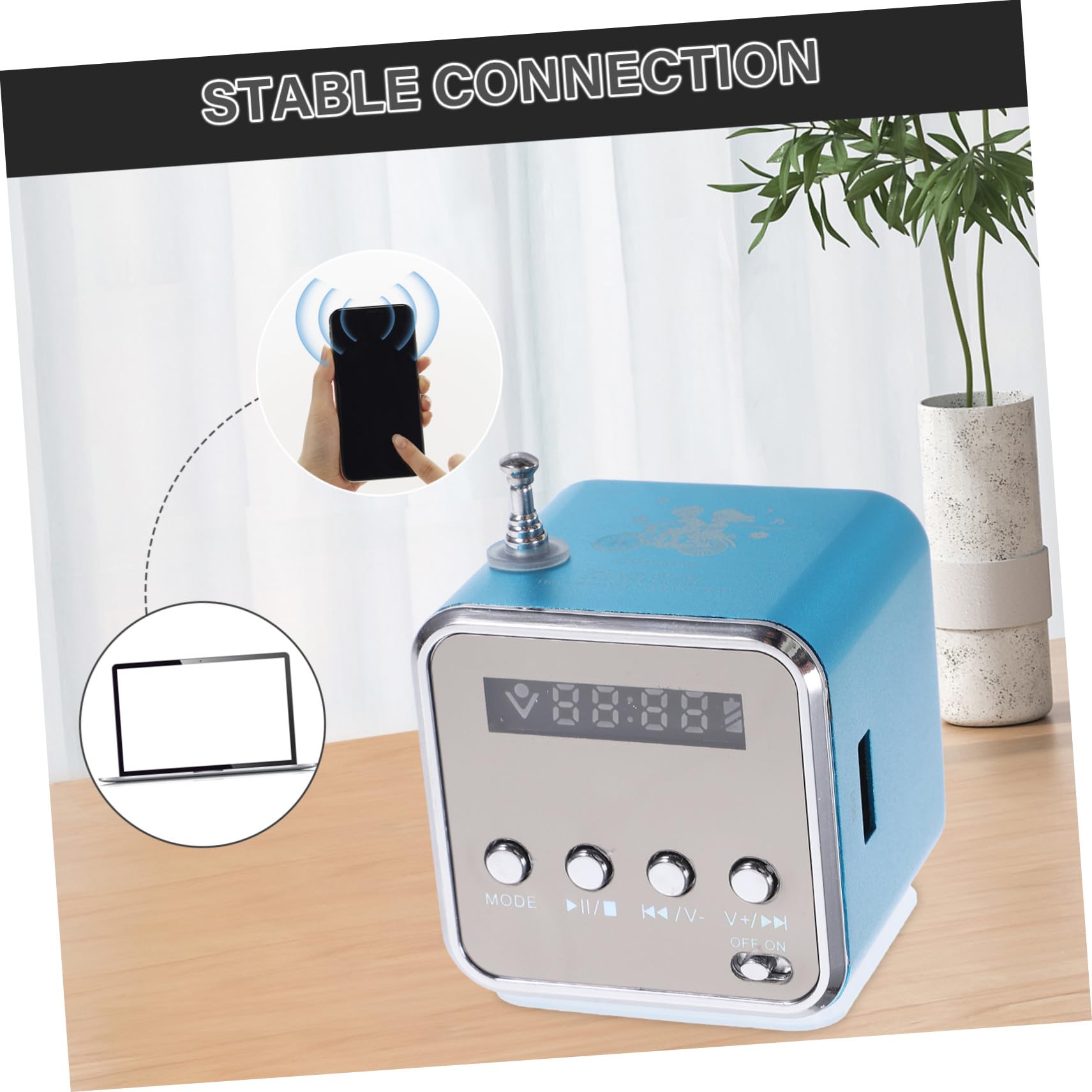 Toddmomy Mini-Enceinte sans Fil Portable Rétro Bleue en Alliage D’Aluminium