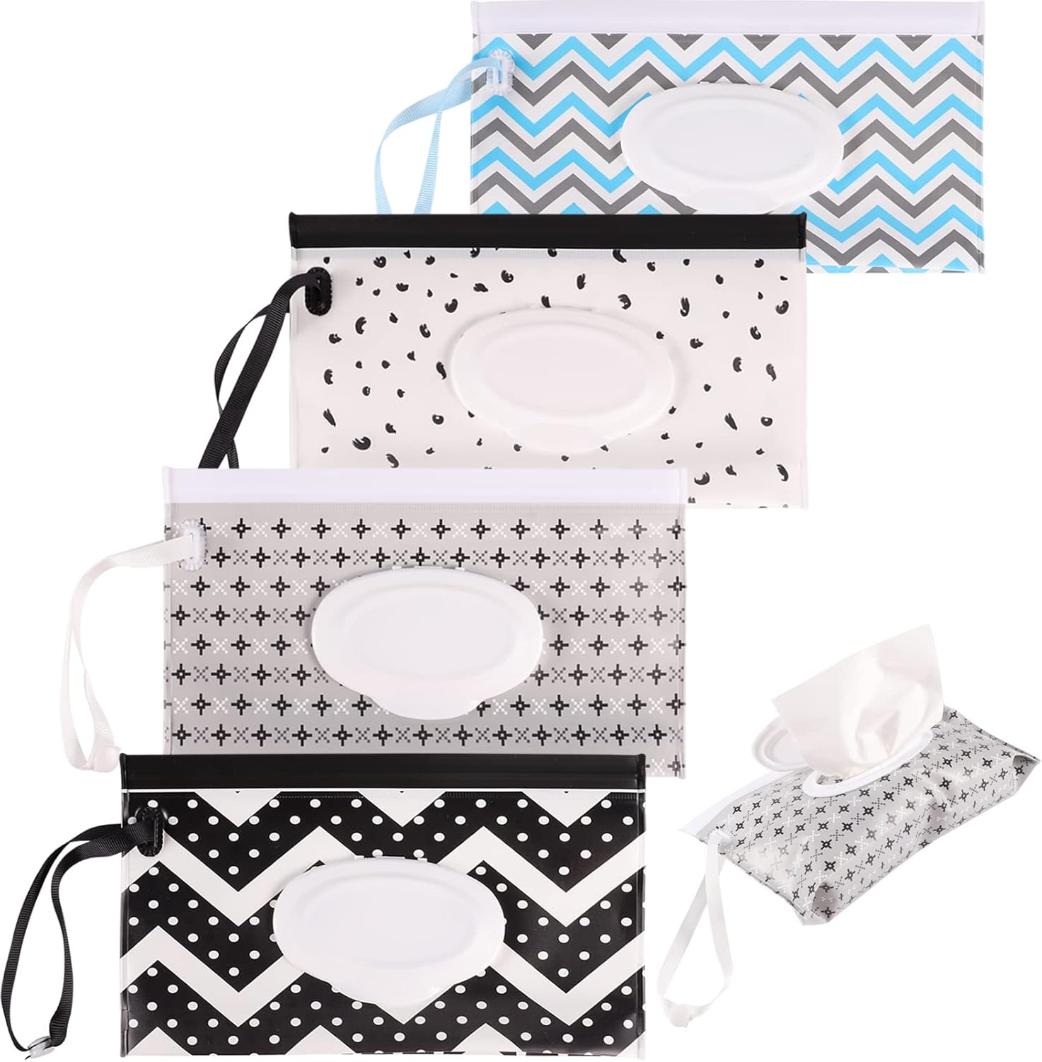 4 Pack Wet Wipe Pouch, Baby Wipes Dispenser Travel Wet Wipes Bags