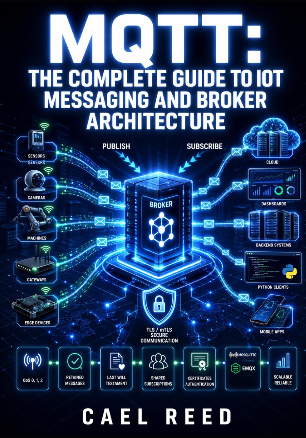 MQTT: THE COMPLETE GUIDE TO IOT MESSAGING AND BROKER ARCHITECTURE: Publish-Subscribe Patterns, QoS Levels, TLS Authentication, Mosquitto, EMQX, and Python Client Integration