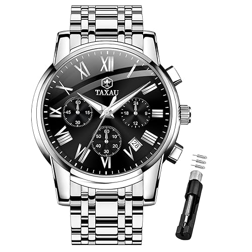 Taxau Mens Watches Dress Waterproof Analog Watches Stainless Steel Luxury