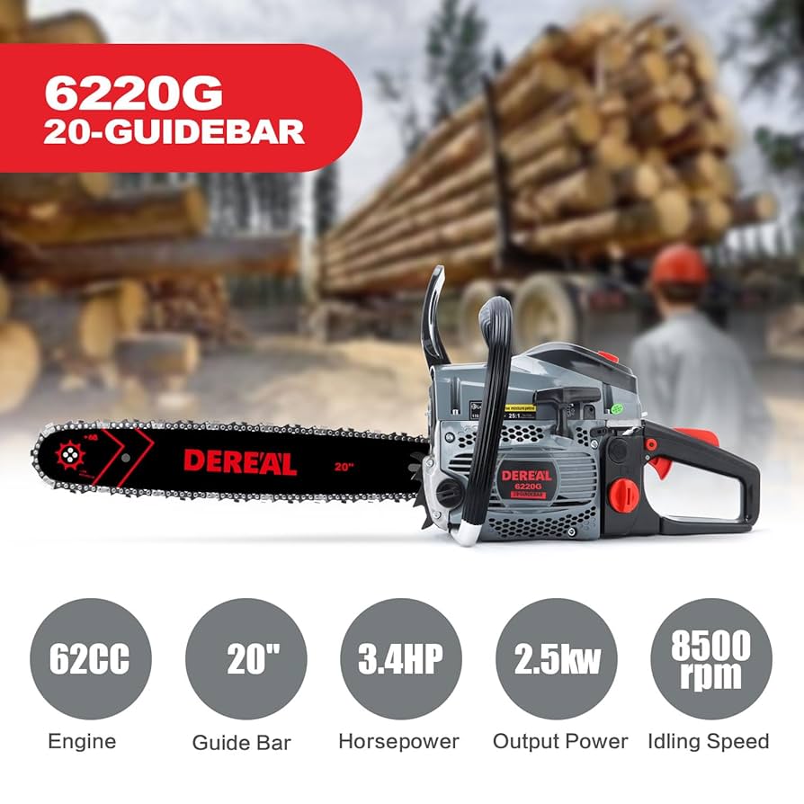 リール RURIYA Amazon.com : Gas Chainsaws 20 Inch 62CC Gas Powered Chainsaw