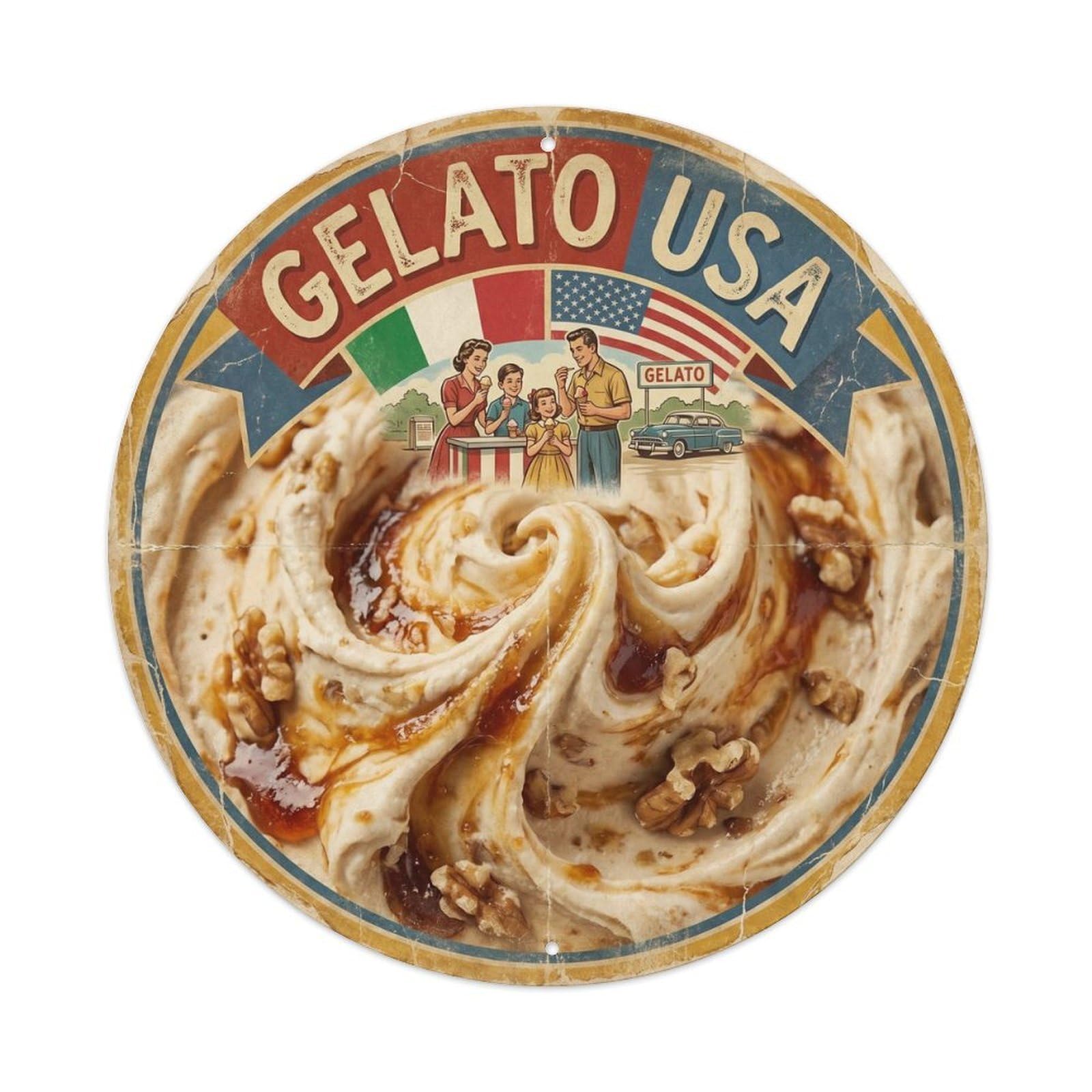 Yrnq 8X8inch Vintage Style Gelato Dessert Classic Cafe Creamery Food Metal Tin Sign