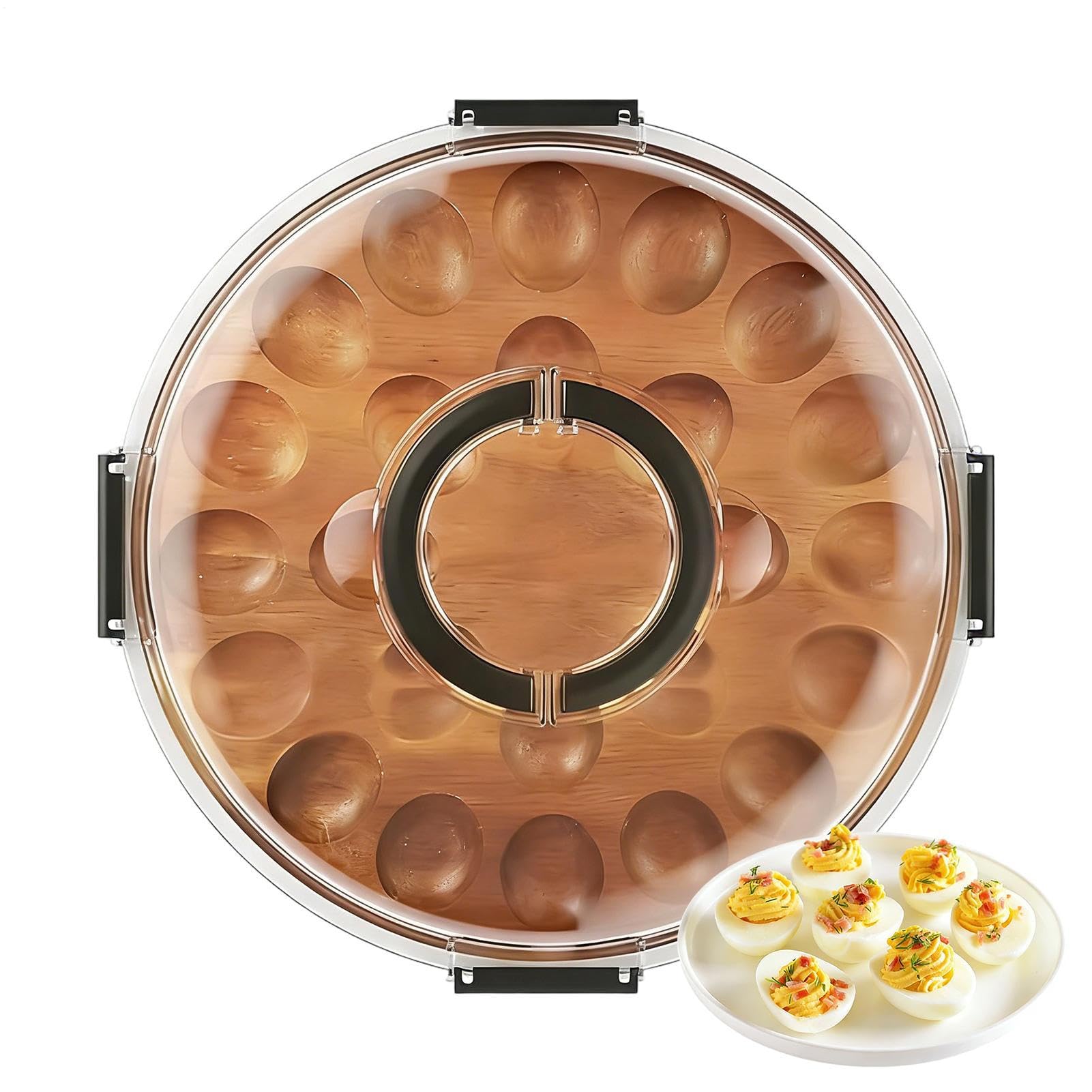 Bandejas Para Huevos Rellenos Organizador de 24 Huecos con Tapa | Plato Para Huevos Para Cena De Pascua Y Acción De Gracias Celebraciones Buffet Y Aperitivos En Casa