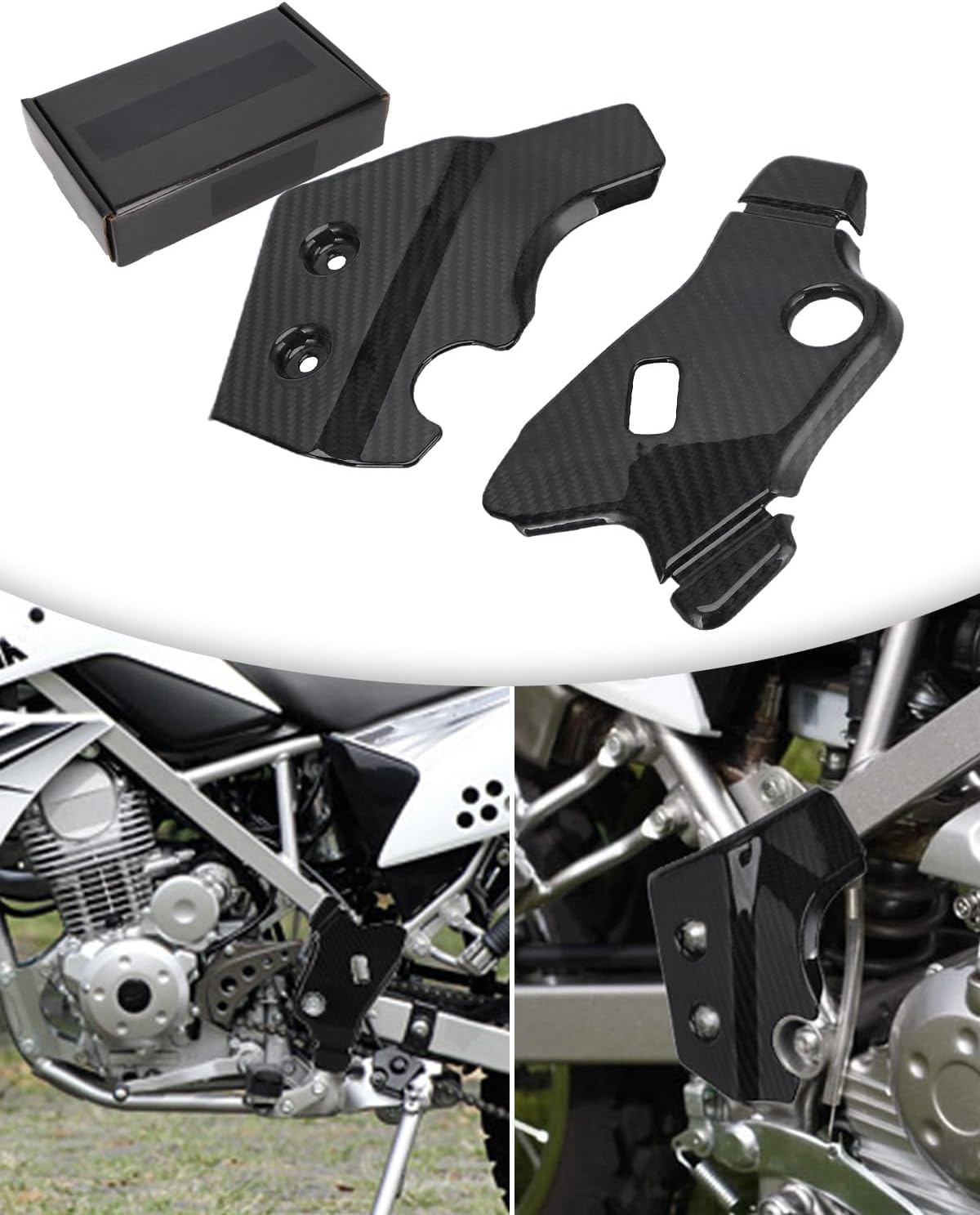 Motorcycle Real Carbon Fiber Frame Guards Protection for KLX125/D-Tracker125 2010-2016, KLX150S 2009-2013 Dirt Bike, Black