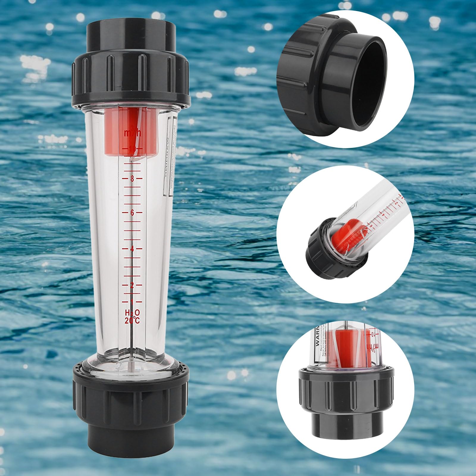 mumisuto Misuratore di Portata Istantanea LZS-40, Flussometro per Acqua Tubo in Plastica, 1-10 m³/H