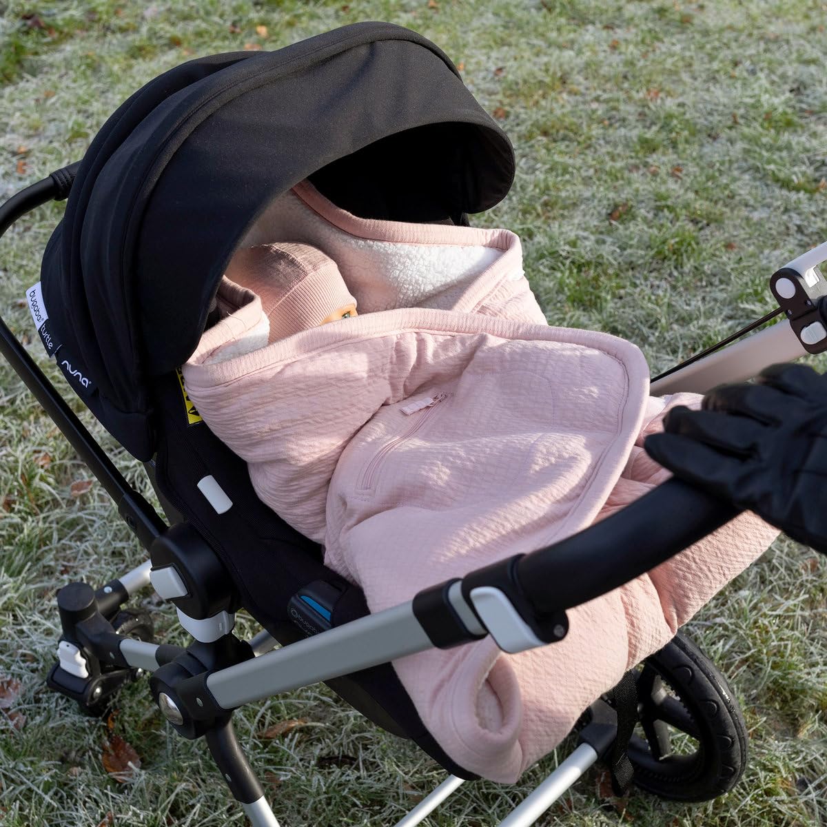 BEMINI - BISIDE Nid d'ange 0-12m - Modèle Universel 3 & 5 Points - Pady Tetra Jersey + Teddy - Rose Blush