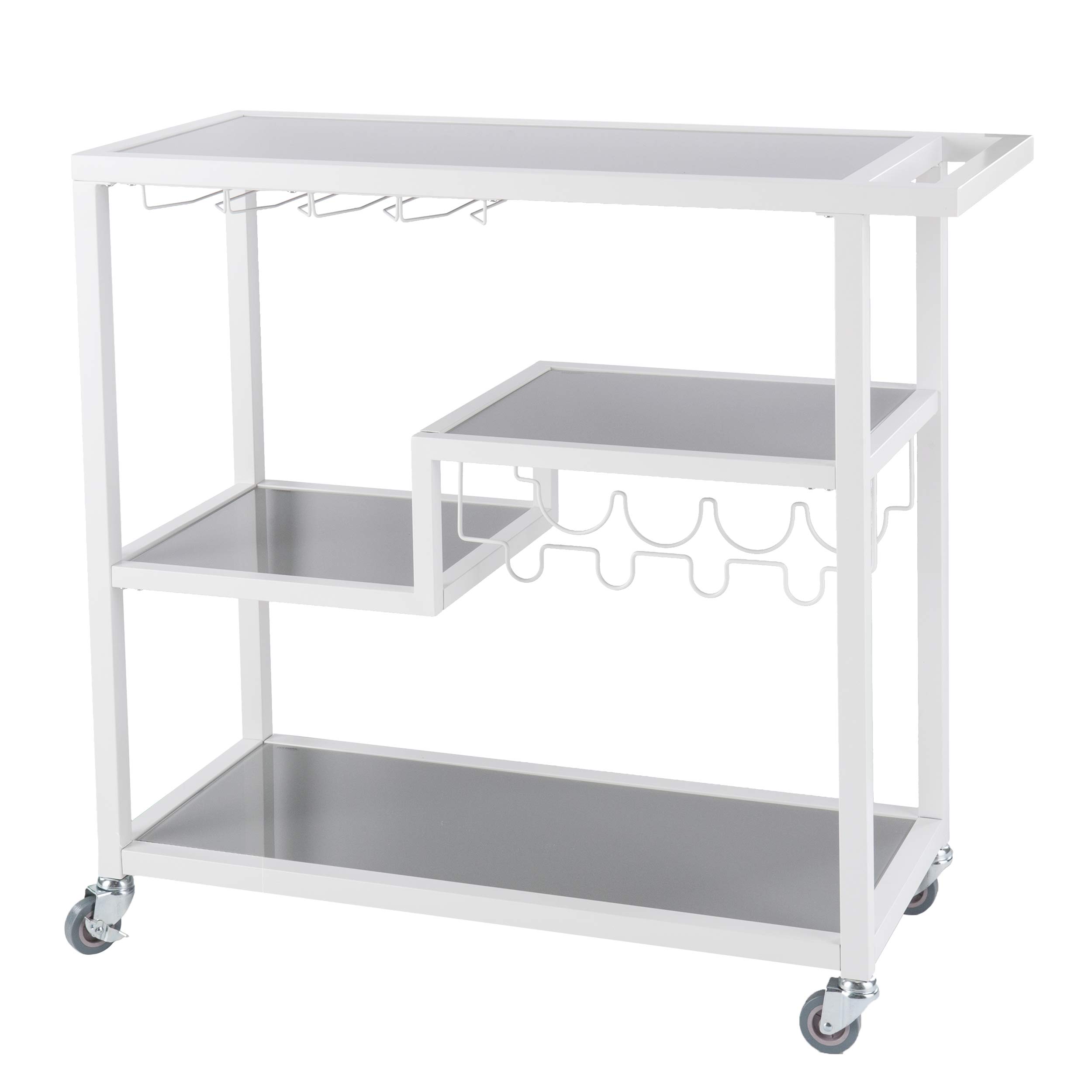 SEI FurnitureHolly & Martin Zephs Bar Cart White - Stylish Bar Cart for Home - Utility Carts with Wheels