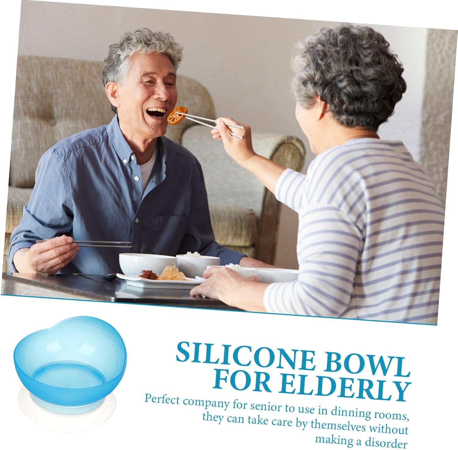 FRCOLOR Adaptive Silicone Senior Suction Cup Bowl with Non Slip Base Spill and Tip Design for Disabled and Elderly Dining Assistance