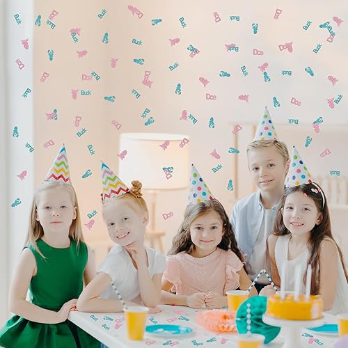 Miniatura 5 de Buck or Doe - Confeti con purpurina, confeti de mesa de baby shower, papel de revelación de género, decoración de mesa para niño o niña, 120 piezas