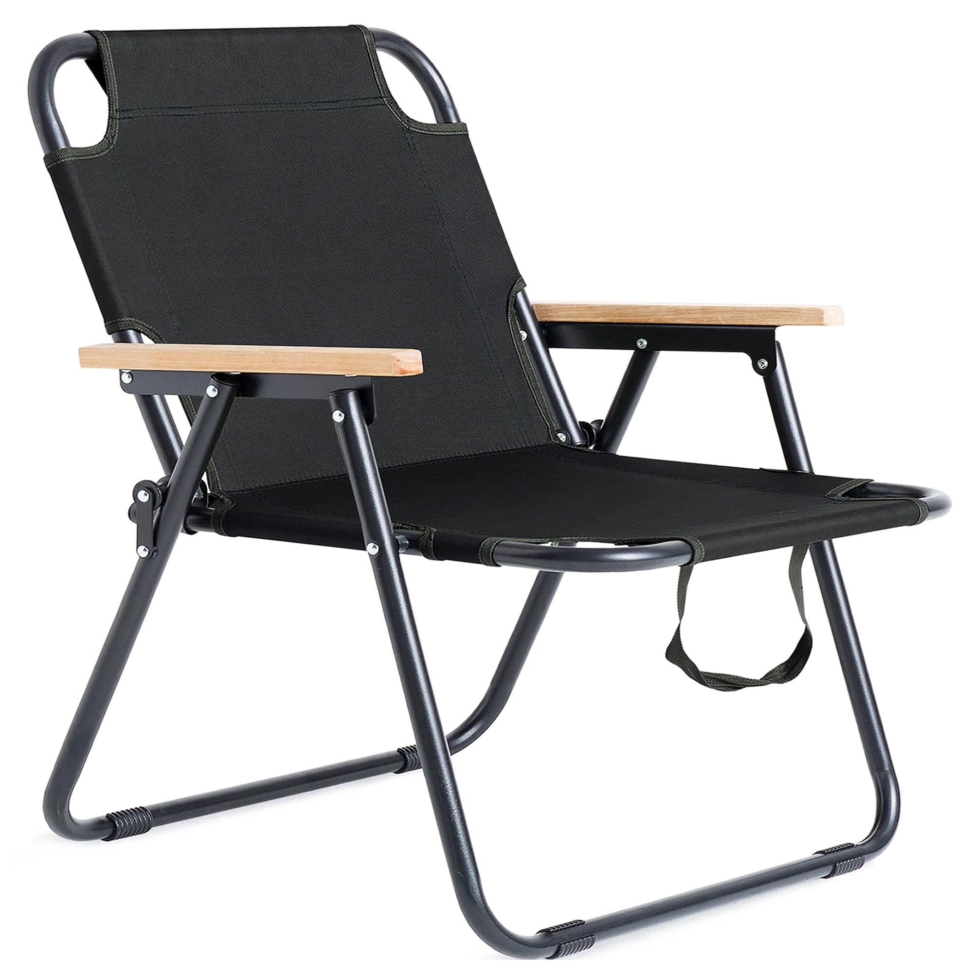 Chaise Camping Pliante Confortable, Chaise de Camping Pliable 200kg, Fauteuil Pliant Portable avec Accoudoirs, Fauteuil de Peche Chaises de Plage, pour Jardin Exterieur Terrasse Pique, Noir