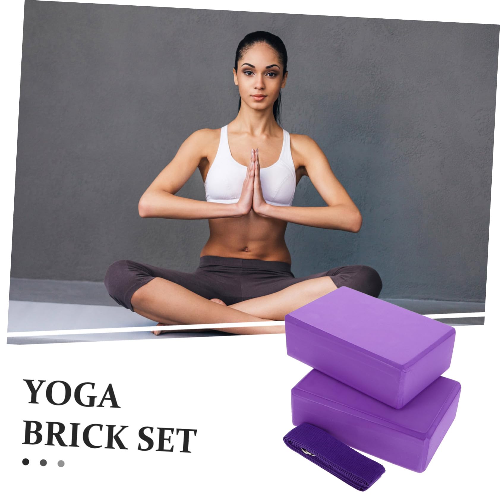 VICASKY 3pezzi Blocchi in Schiuma Eva Per Yoga Con Cinghia Set Di Cinghie Per Yoga Per Principianti Supporto Per Posizioni e Flessibilità Leggero e Portatile