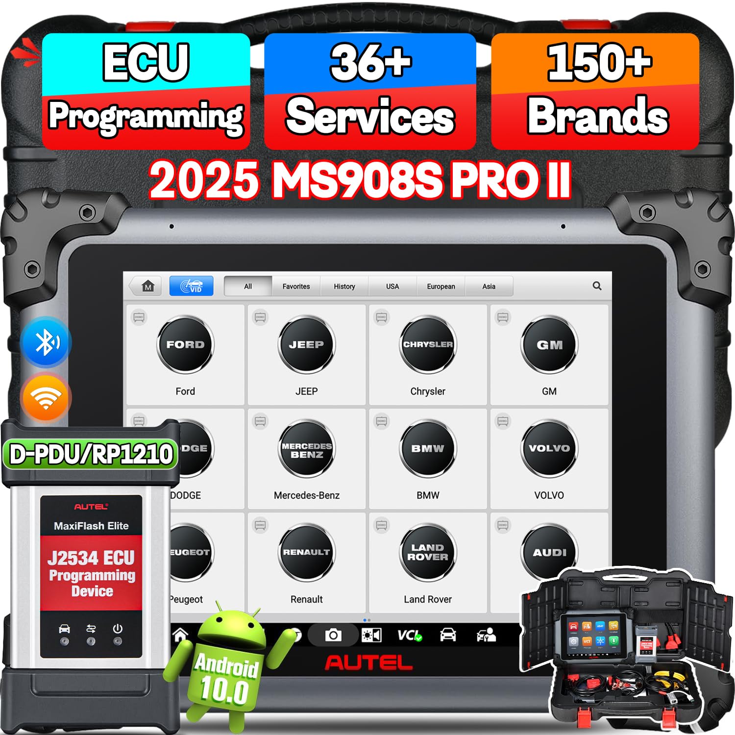Autel MaxiSYS MS908S PRO II Diagnostic Scanner: 2025 J2534 ECU Programming PMI Coding Adaption as Elite II PRO, Level-Up of MK908P II Reprogramming Tool, AutoScan 2.0, Active Test, 38+ Resets, 8-Core