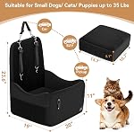 PETSFIT Dog Booster Car Seat for Small/Medium Dogs Up to 35 lbs – Patented Safety System, 5" Memory Foam Pet Car Seat, Fully Detachable and Washable Cover, Front/Back Seat Travel Booster (Black)