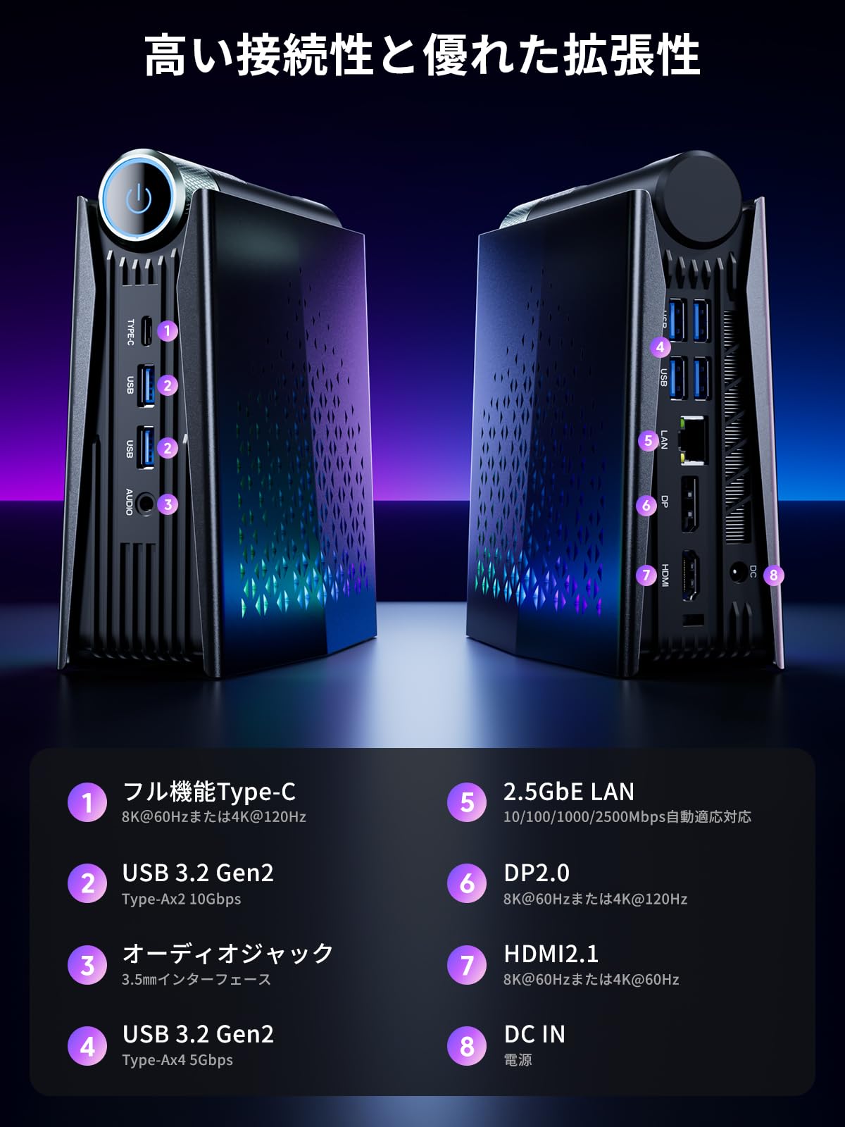 Amazon.co.jp: ACEMAGIC ミニpc AMD Ryzen 7 H255 【16GB LPDDR5+1TB M