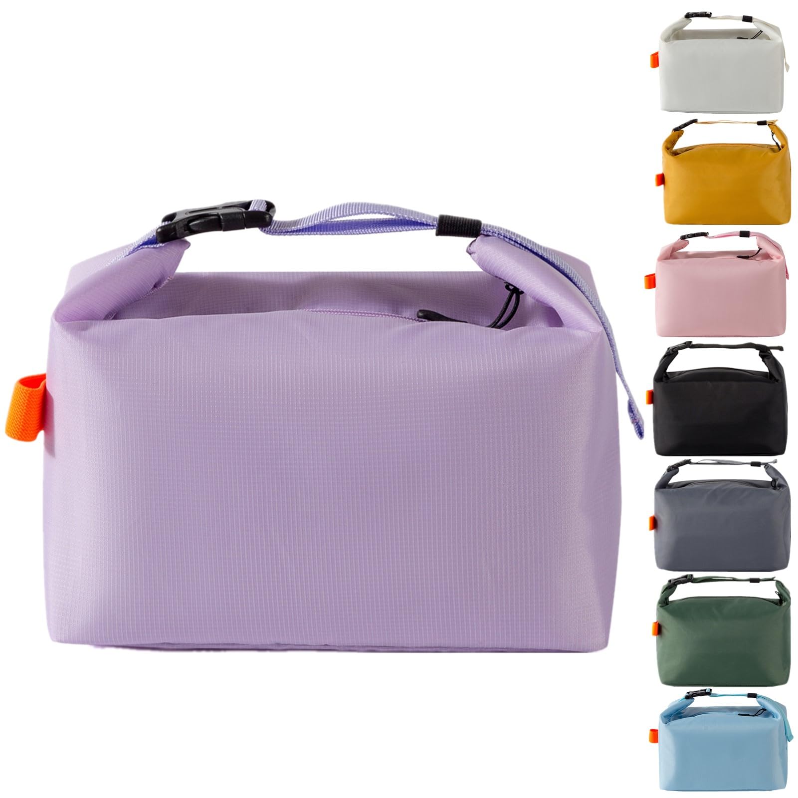 WUWYOUWL Lunch Bag, Cute Carton Insulated Lunch Box, Reusable Lunch Cooler Bags Waterproof Lunchbag Foldable Lunch Bag for Women, Men, Kids and Students Travel Picnic School (Purple)