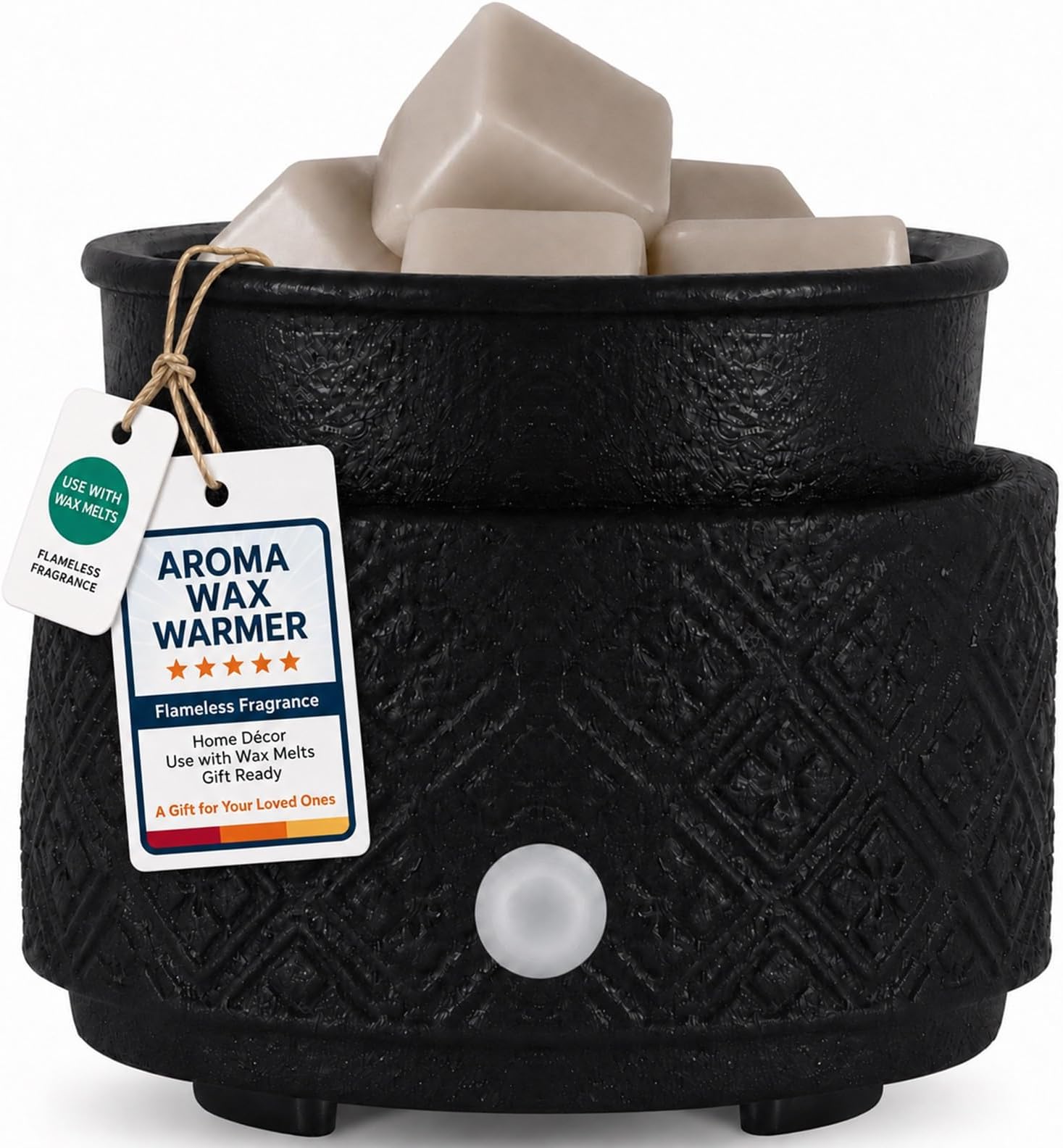 mocosa Ceramic Wax Melt Warmer for Scented Wax Melts 3-in-1 Electric | Fragrance Burner,for Home Office Bedroom,Birthday Gifts for Women,Mother's Day(Black)