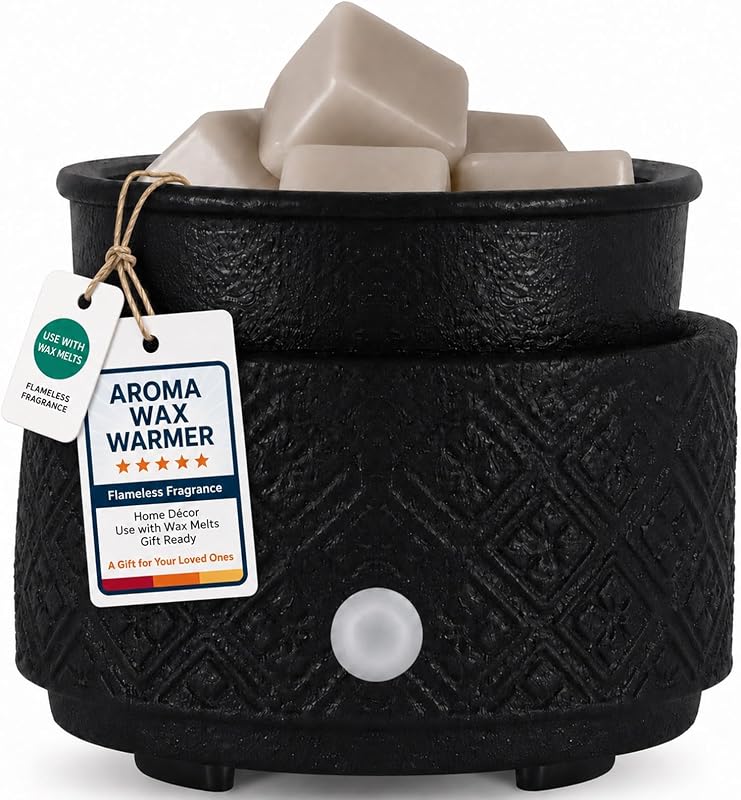 mocosa Ceramic Wax Melt Warmer for Scented Wax Melts 3-in-1 Electric | Fragrance Burner，for Home Office Bedroom，Birthday Gifts for Women，Mother's Day(Black)