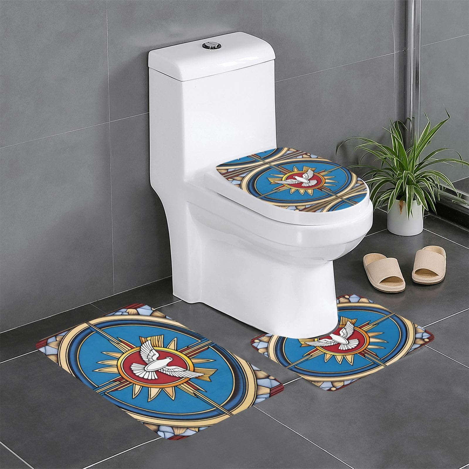 Tapis de salle de bain antidérapants Holy Spirit Christia lot de 3 contre les glissades de douche