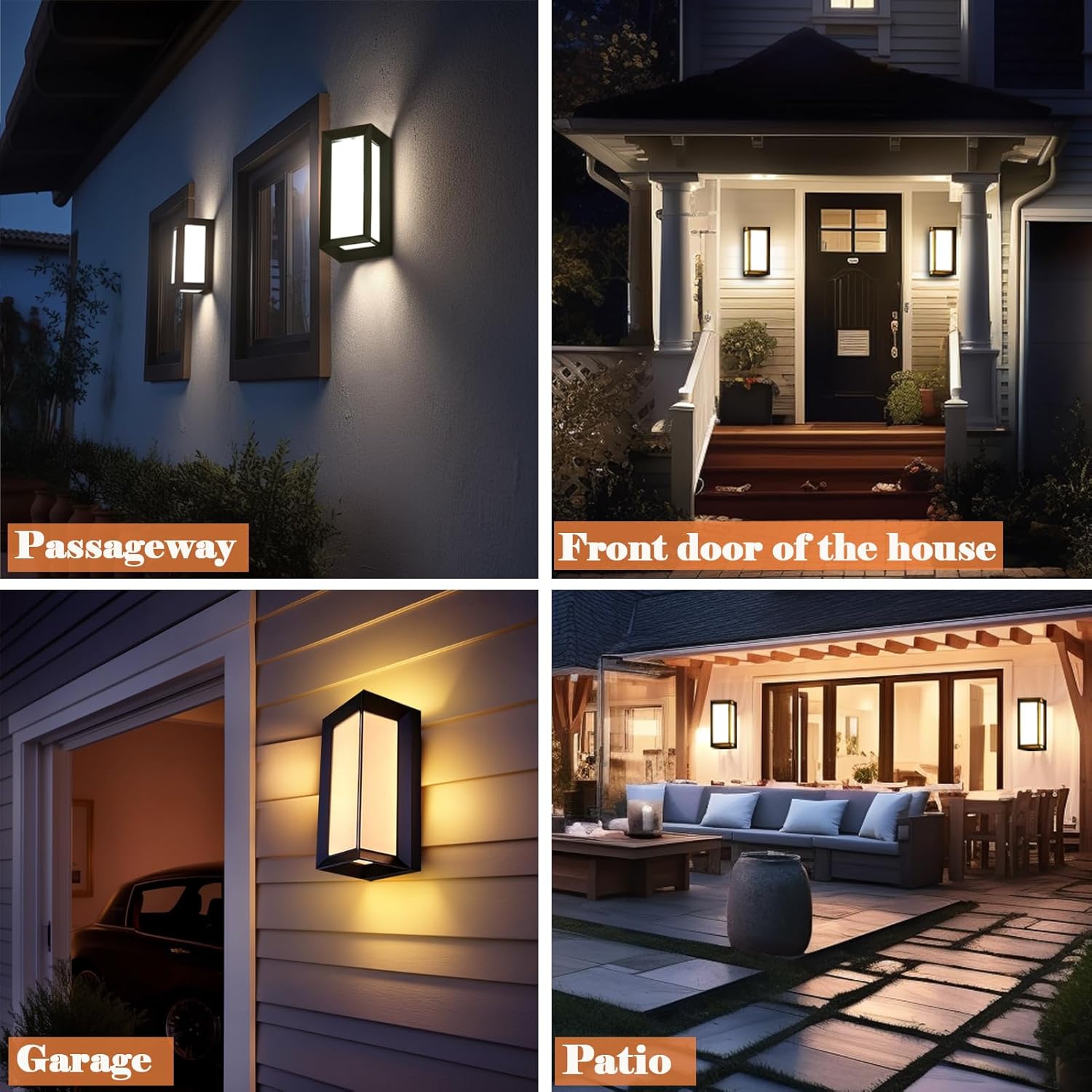 iYogaled Porch Lights Outdoor Light Fixture, 12W Black Exterior Light Fixtures Wall Mount, 3-Color-Temp Adjustable Wall Sconce, IP65 Waterproof Outdoor Wall Lights for House Walkway Stairs