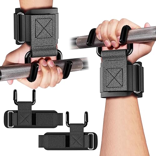 GPANDAG Ganchos de levantamiento de pesas para hombres y mujeres (par), 330 LB correa de muñeca resistente para gimnasio con gancho para peso