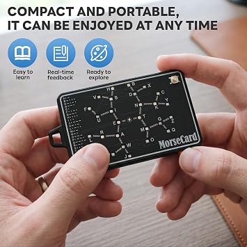 Upgrade Morse Code Trainer Card Pro, Interactive LED & Audio Practive Tool Real-Time Feedback, Record & Playback Morse Code Learning Tool for Beginners, Telegraph Practice(Without Battery (Big)