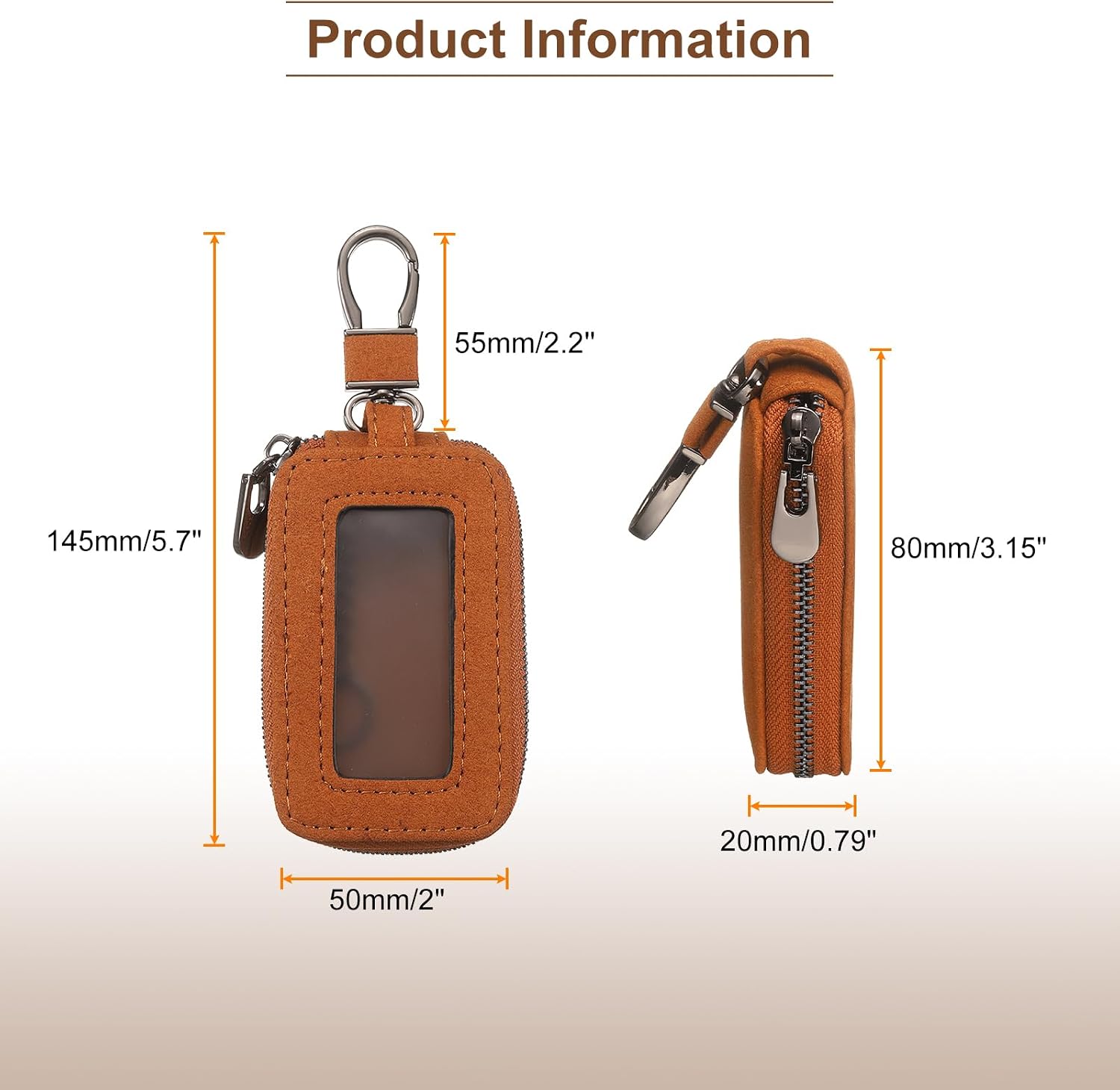 HARFINGTON Car Key Fob Cover Case Leather Universal Smart Car Key Holder with Key Ring & Keychain for Remote Key Fob image 2