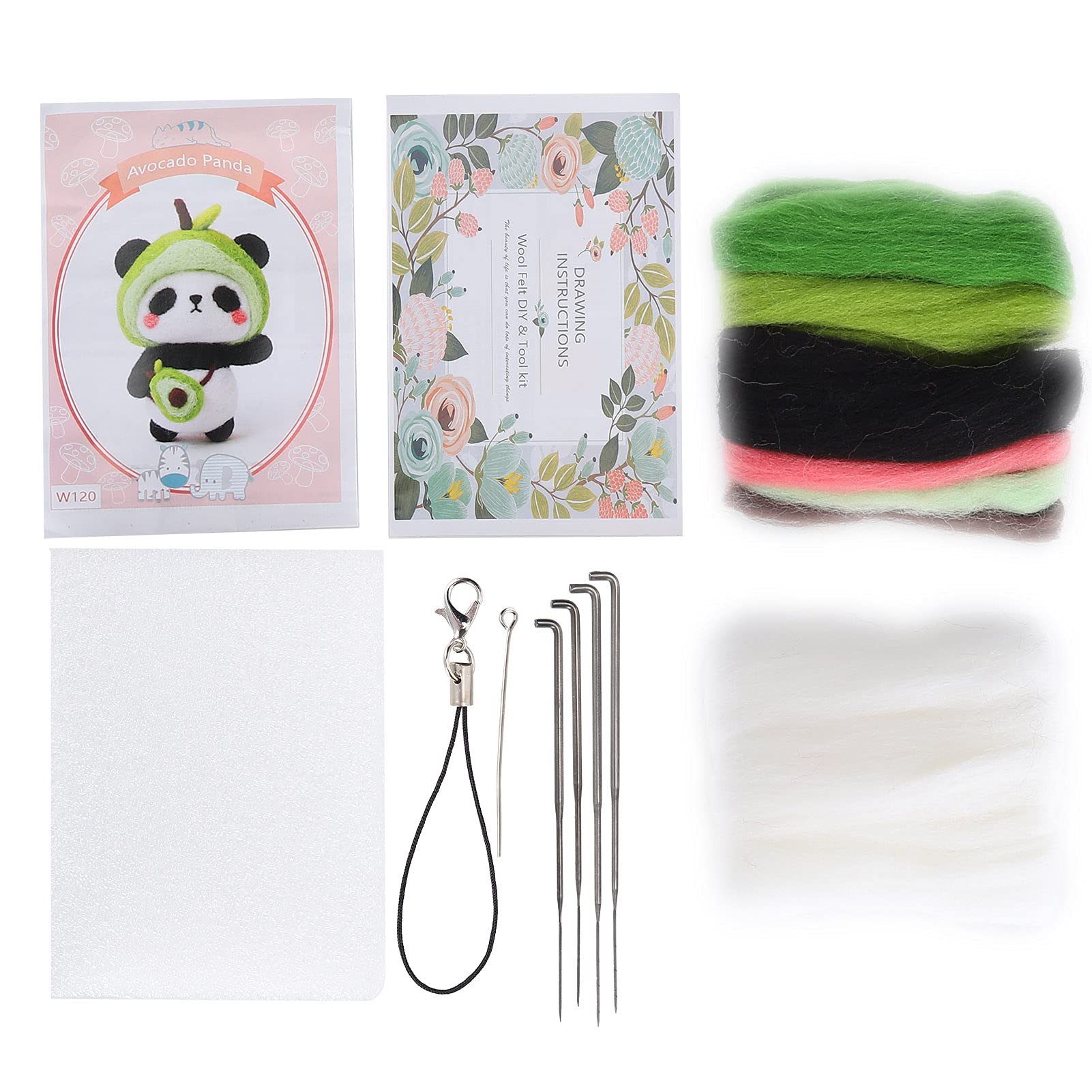 Respicefinem Needle Felting Kit Wool Fruit Doll Hand Made Accessory Package with Poke Needle Ideal for Beginners to Create Exquisite Crafts for Household Ornaments Pendants and (120# Avocado)