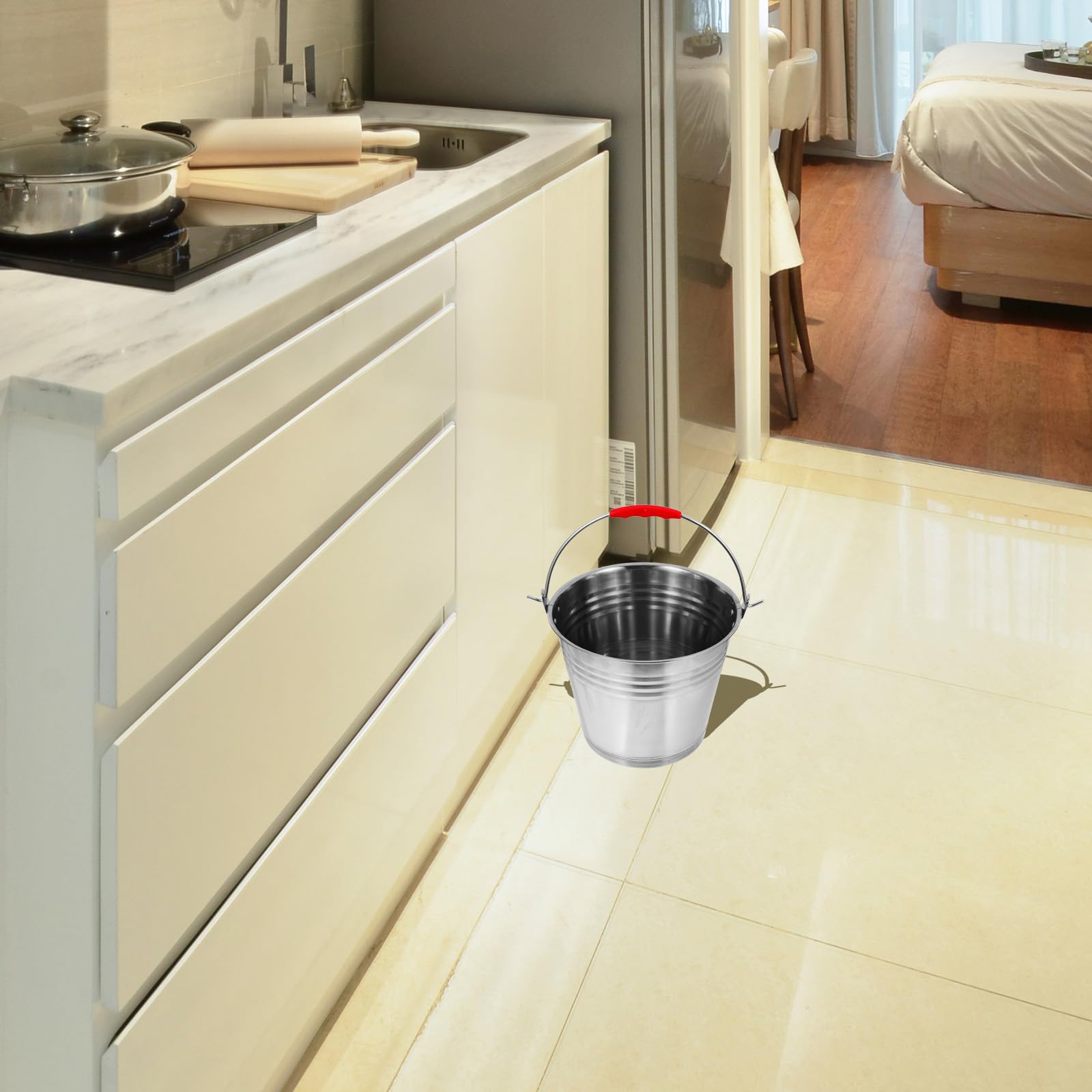 Seau en Acier Inoxydable avec Poignée 6 L pour Lait et Glace